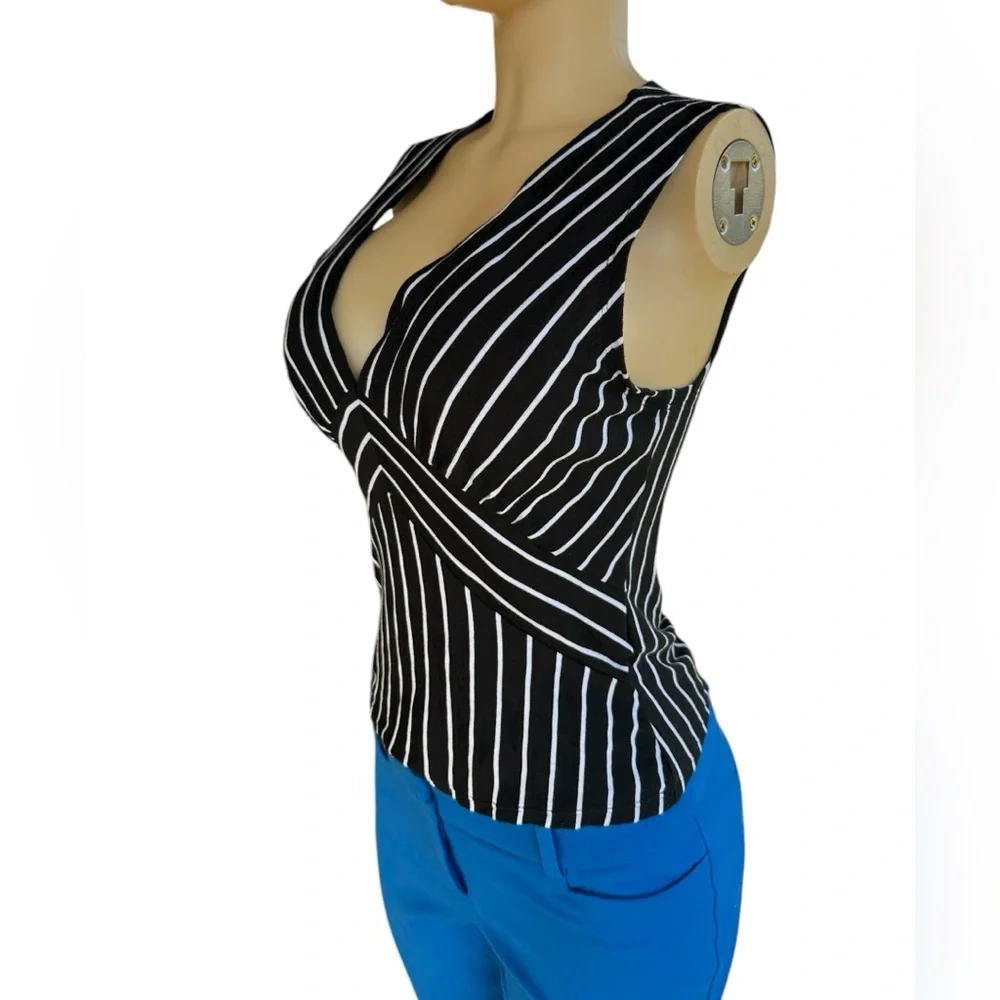 Banana Republic Black and White Striped Tank Top - Picture 2 of 7